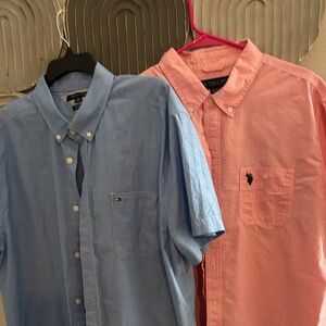 Tommy Hilfiger Light Blue Casual Shirt peach us polo EUC